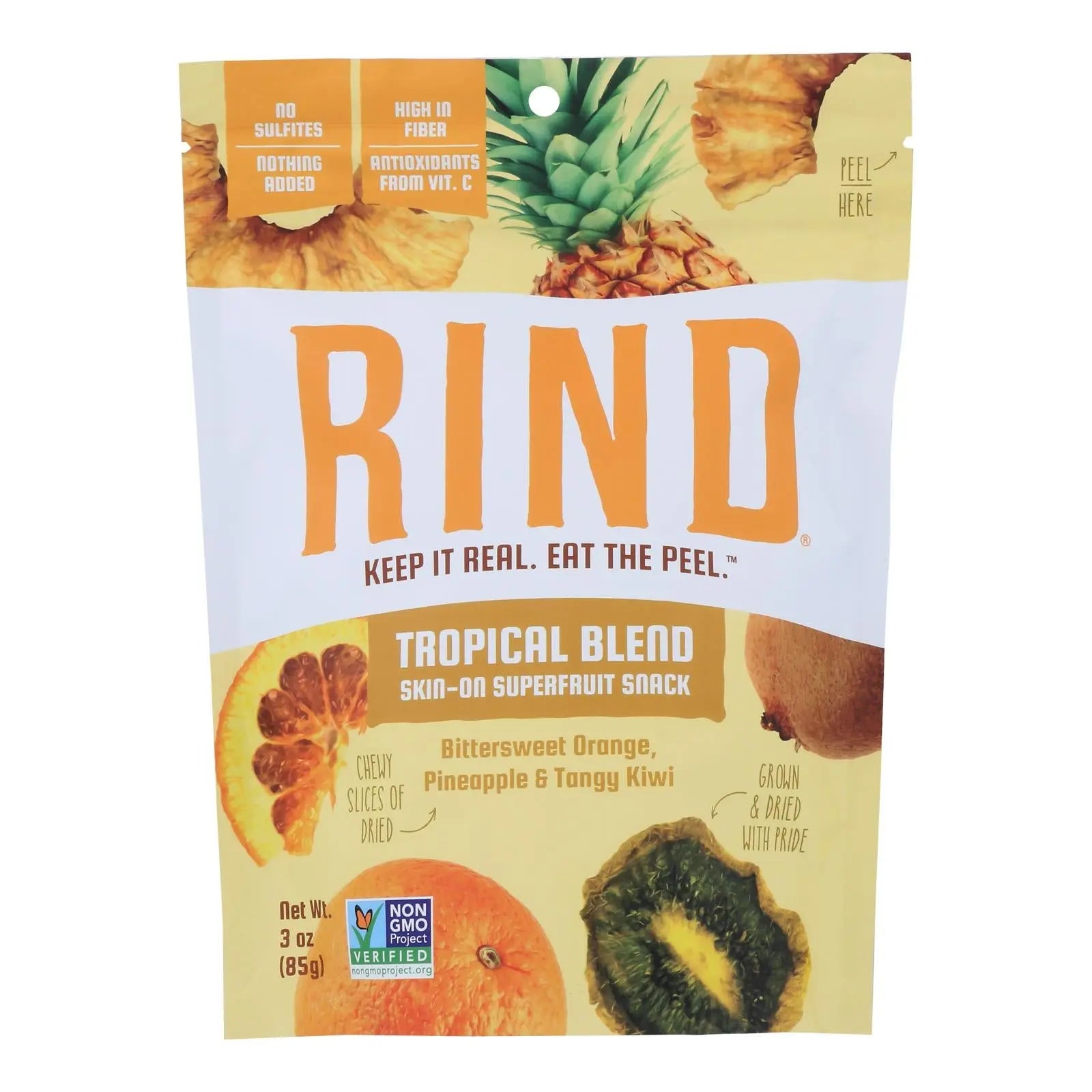 Rind Snacks - Dried Fruit Blend Tropical - Case Of 12 - 3 Oz Rind Snacks