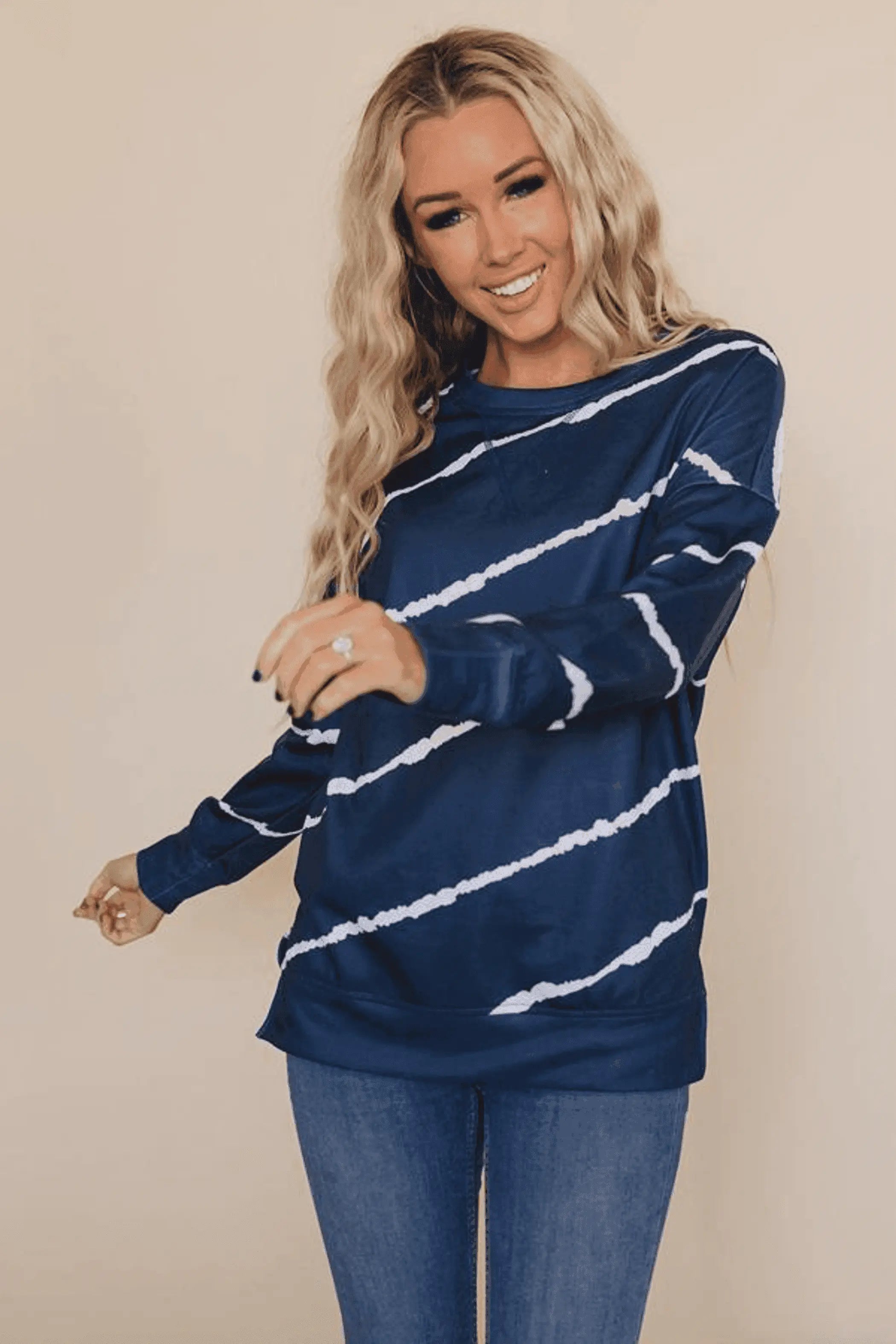 Rise Tie Dye Striped Pullover Stay Warm in Style