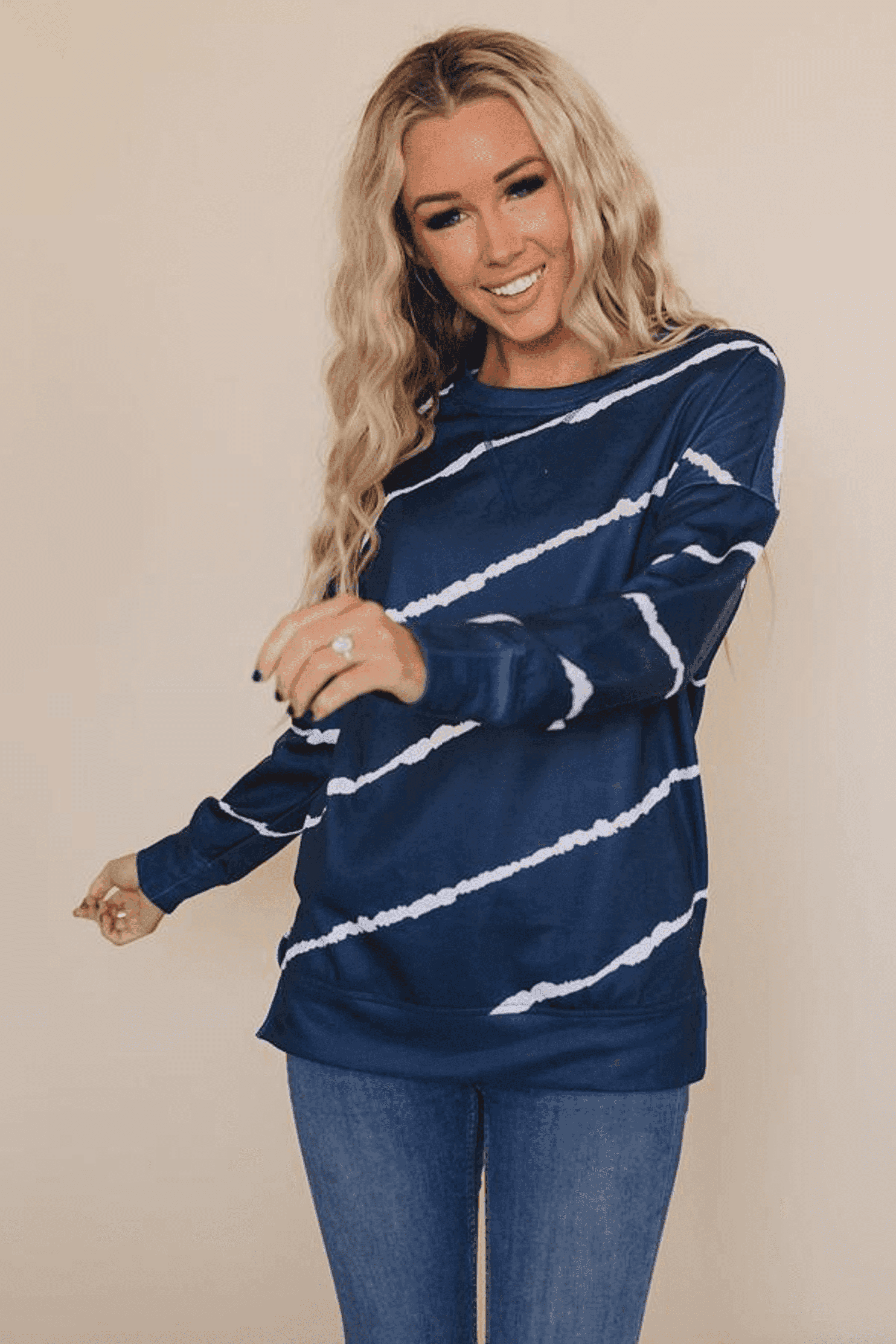Rise Tie Dye Striped Pullover Stay Warm in Style