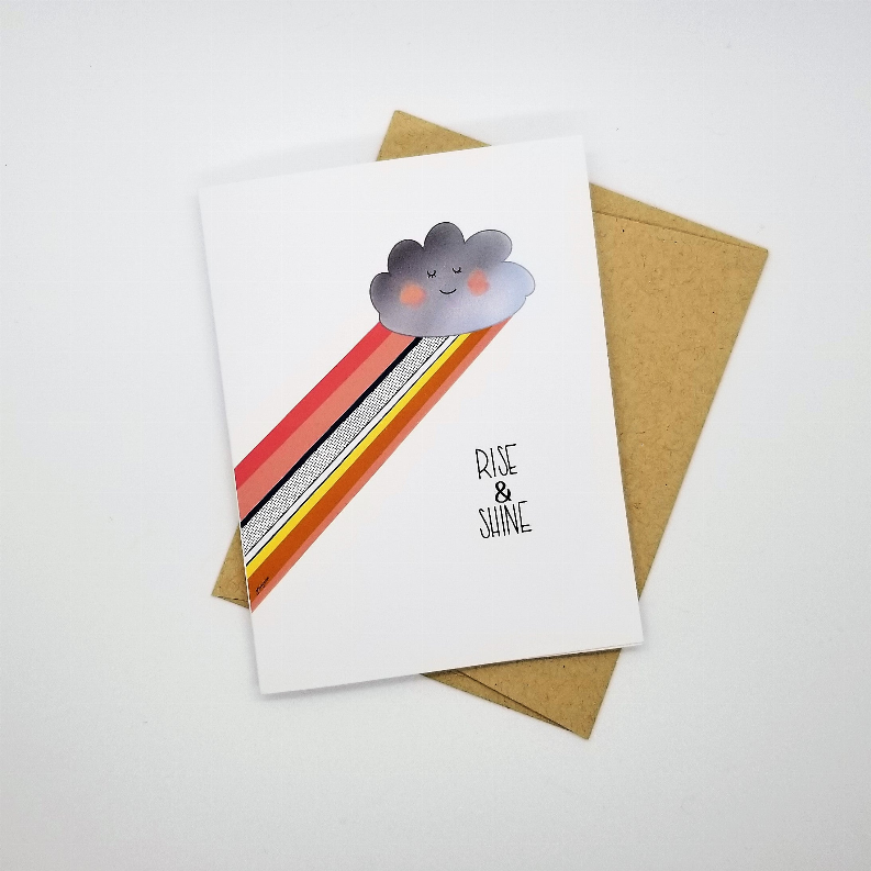 Rise & Shine - Greeting Card Black Cat Bazaar