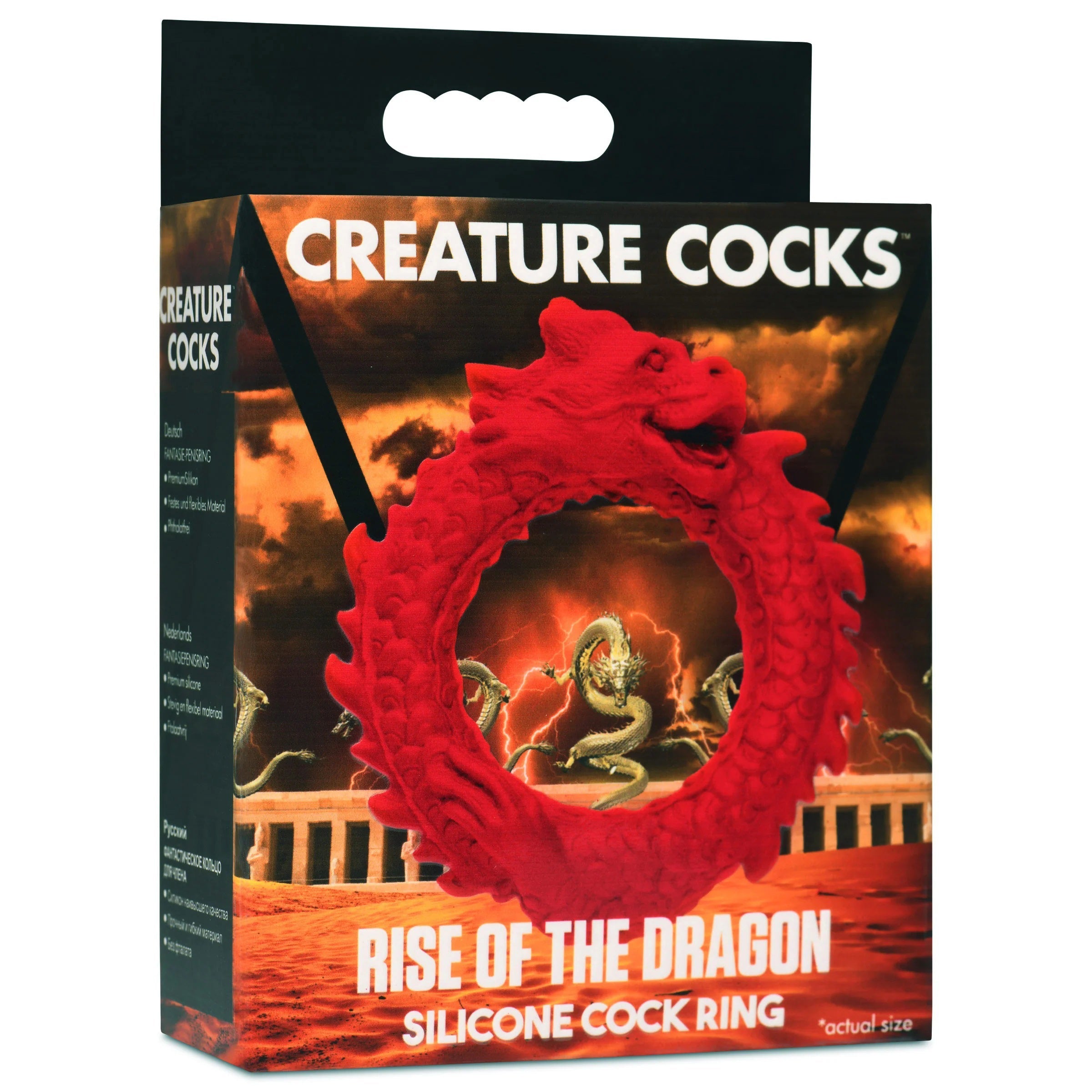 Rise of the Dragon Silicone Cock Ring - Red - GreatEagleInc