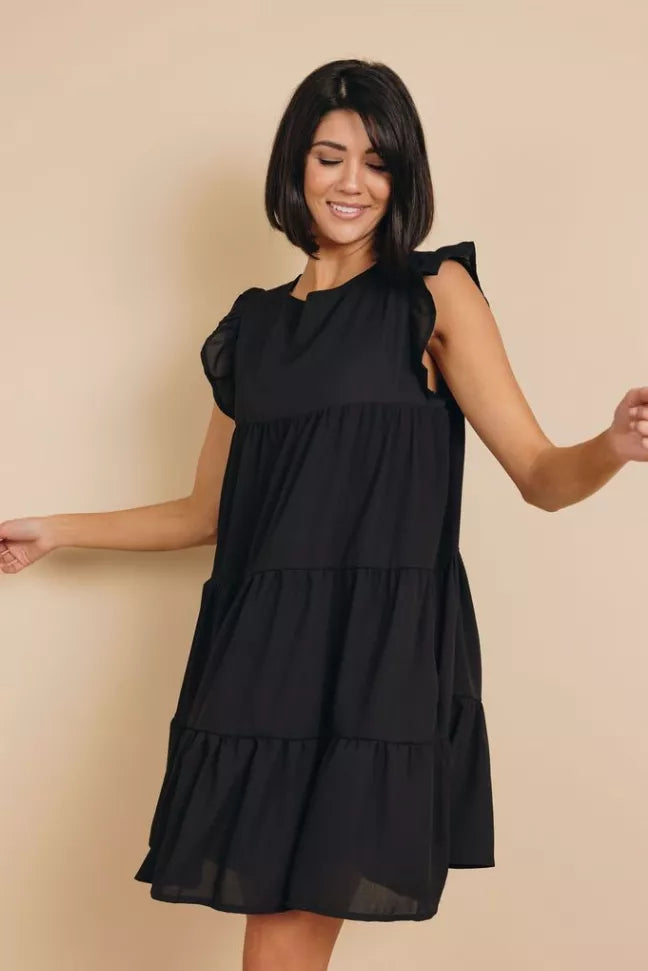 Rocky Ruffle Mini Dress Stay Warm in Style