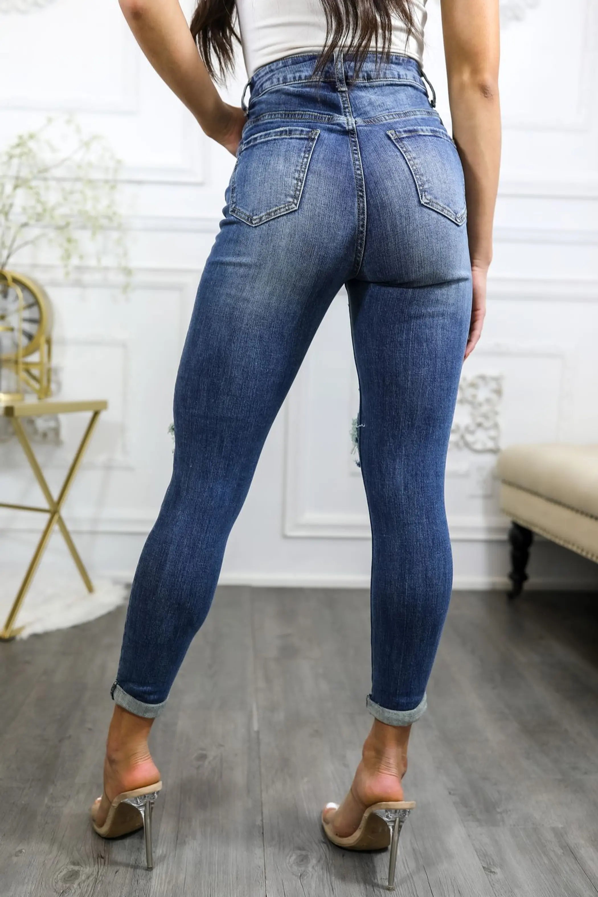 Roll Them Up Ripped N Distressed Ankle Cut Denim Jeans SurelyMine
