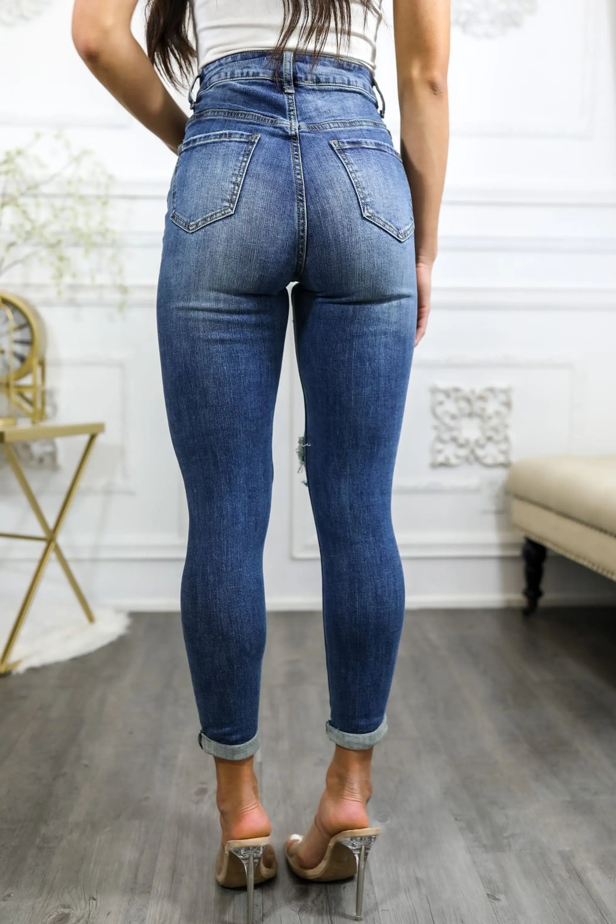 Roll Them Up Ripped N Distressed Ankle Cut Denim Jeans SurelyMine