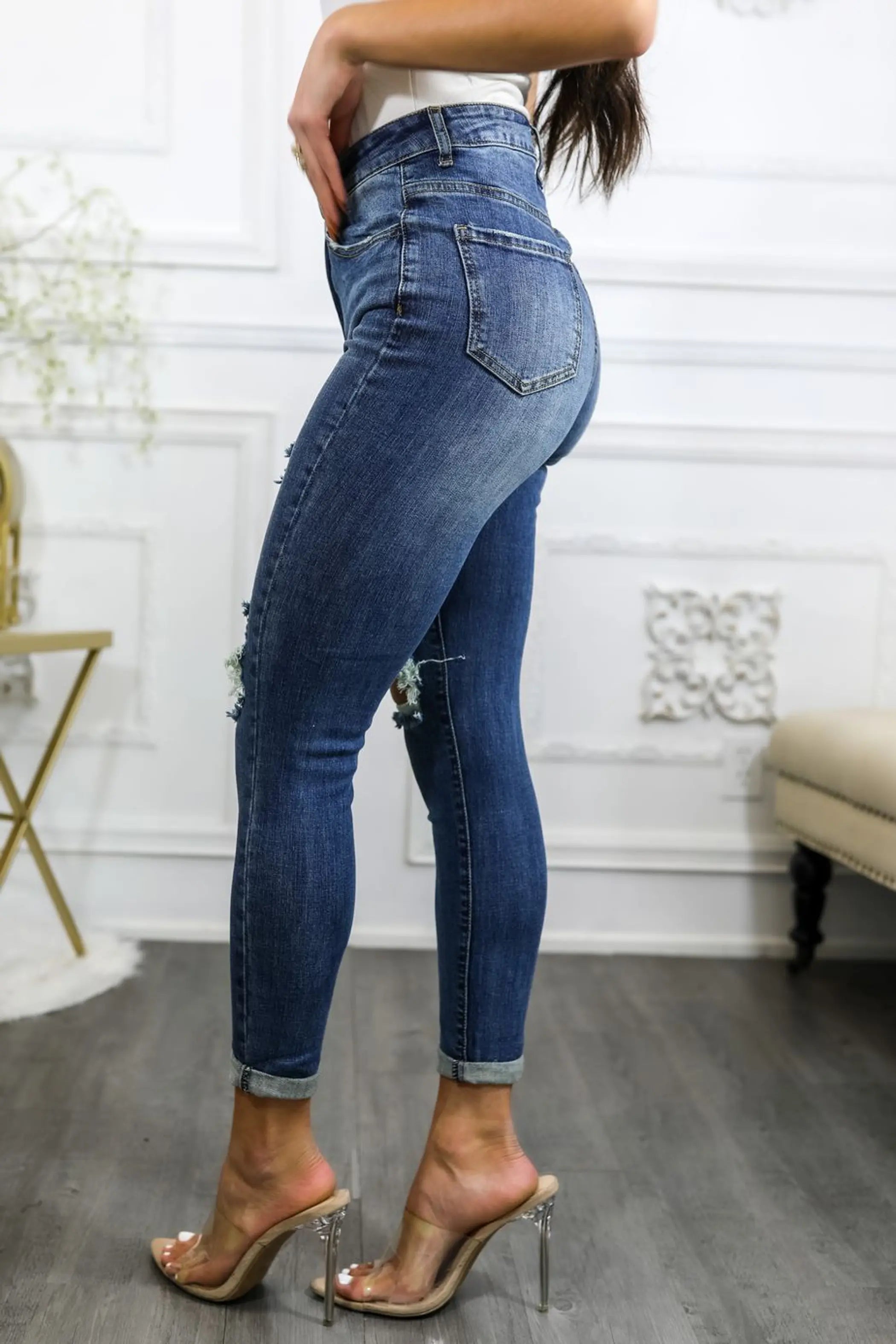 Roll Them Up Ripped N Distressed Ankle Cut Denim Jeans SurelyMine