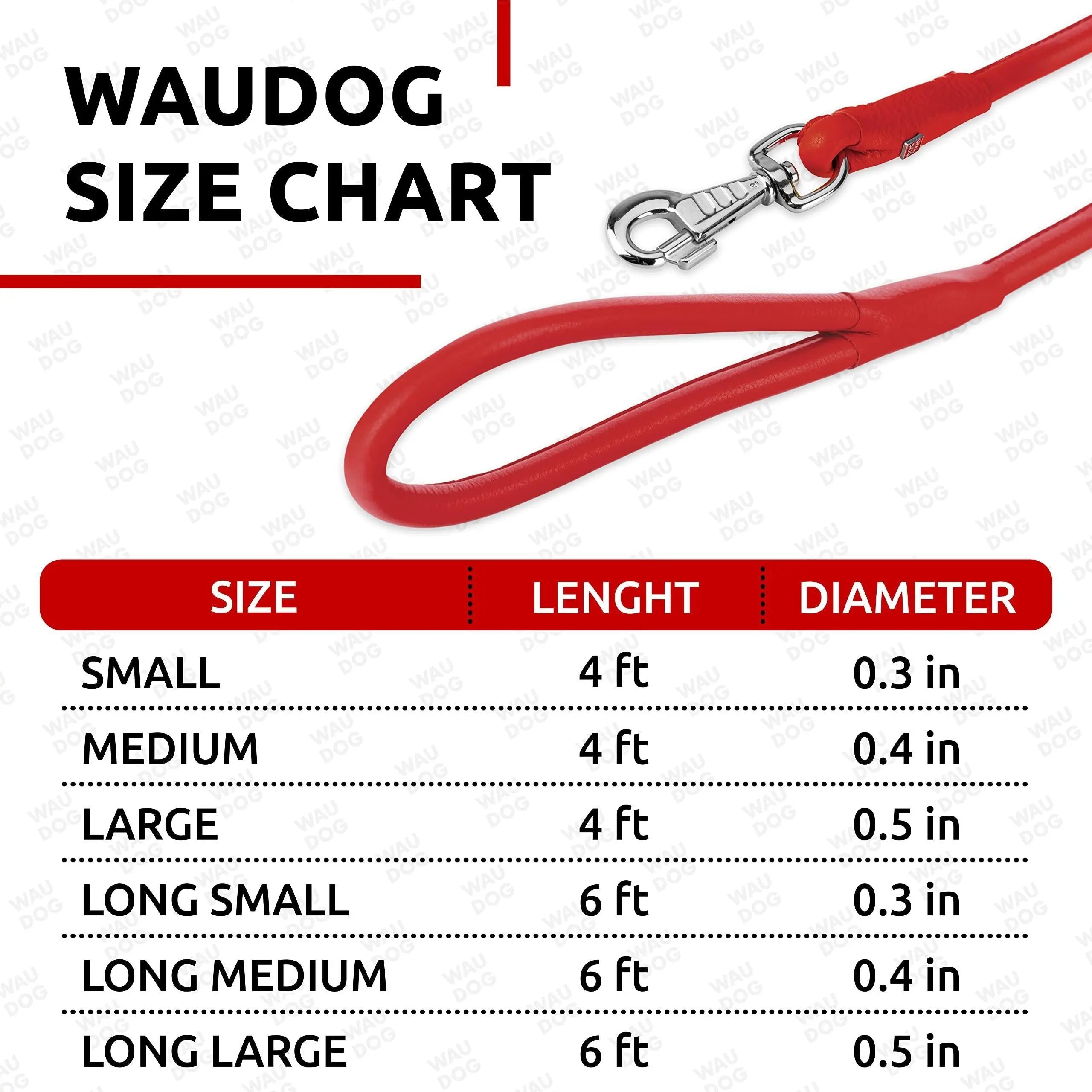 Rolled Leather Dog Leash 4Ft * 0.3 in for Small Medium and Large Dogs   Heavy Duty Leather Puppy Leash for Outdoor Walking Running Training   Strong Dog Leashes for Large Breed Dogs (Red) Waudog