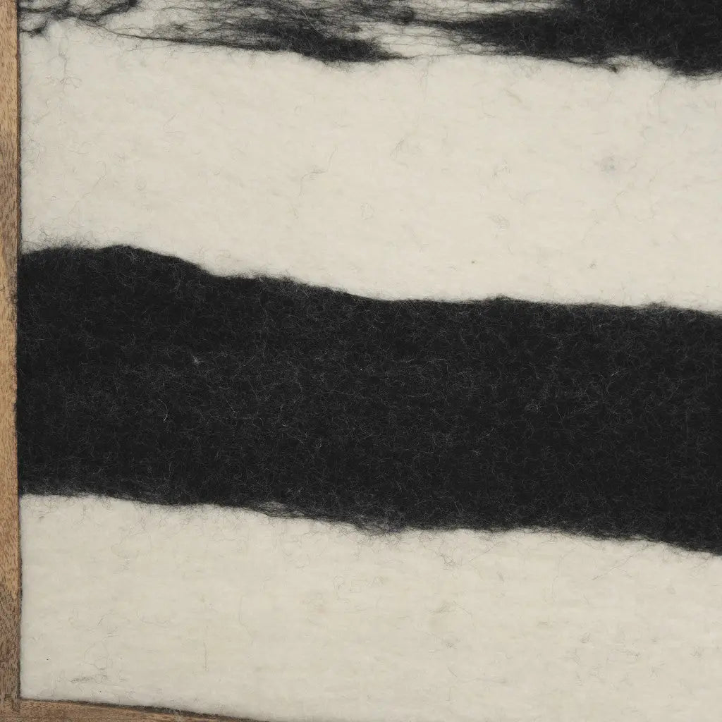 Rollins Large Cream w And Black Stripes Wool Framed Art Brown Framed Wall Art Homeroots Home Decor