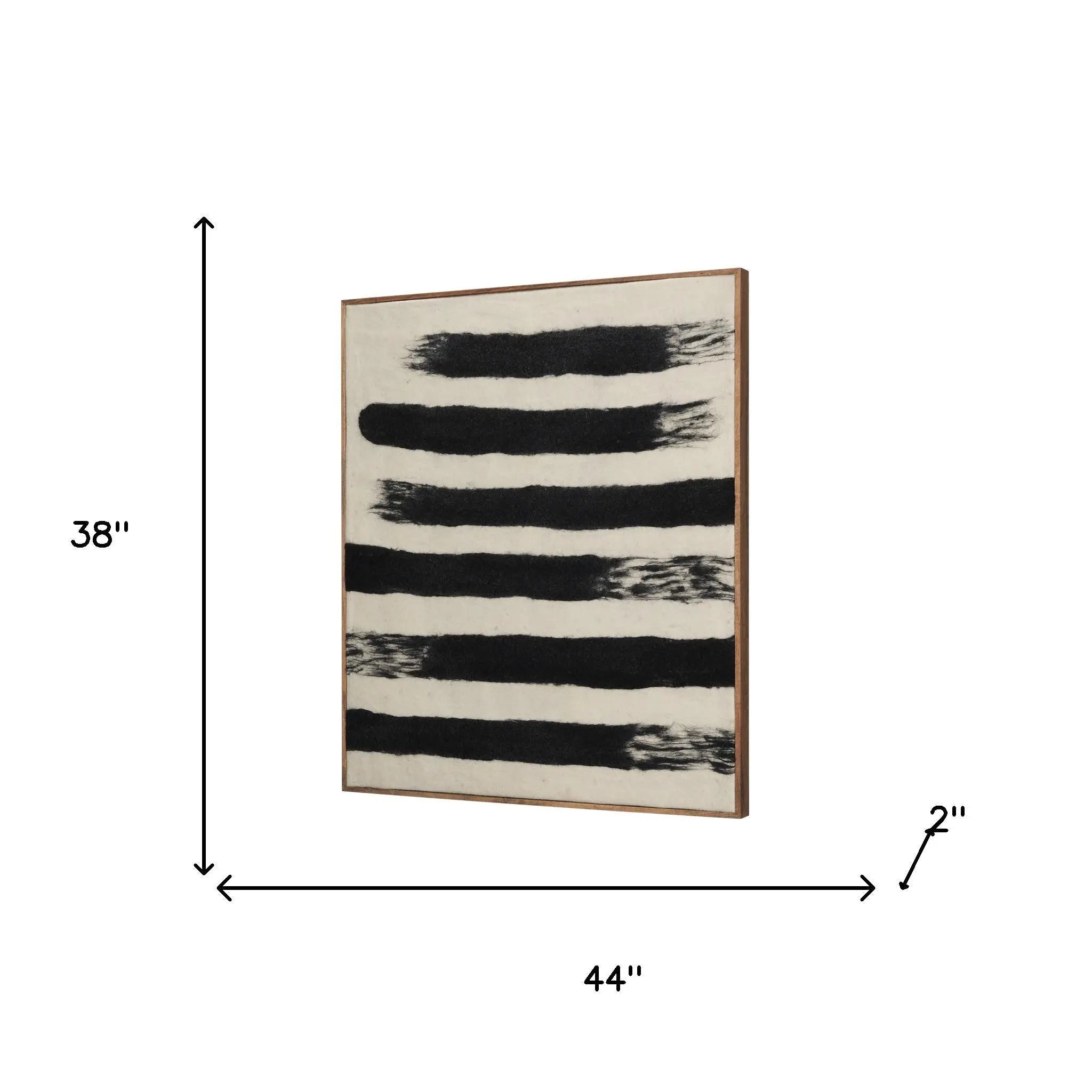 Rollins Large Cream w And Black Stripes Wool Framed Art Brown Framed Wall Art Homeroots Home Decor