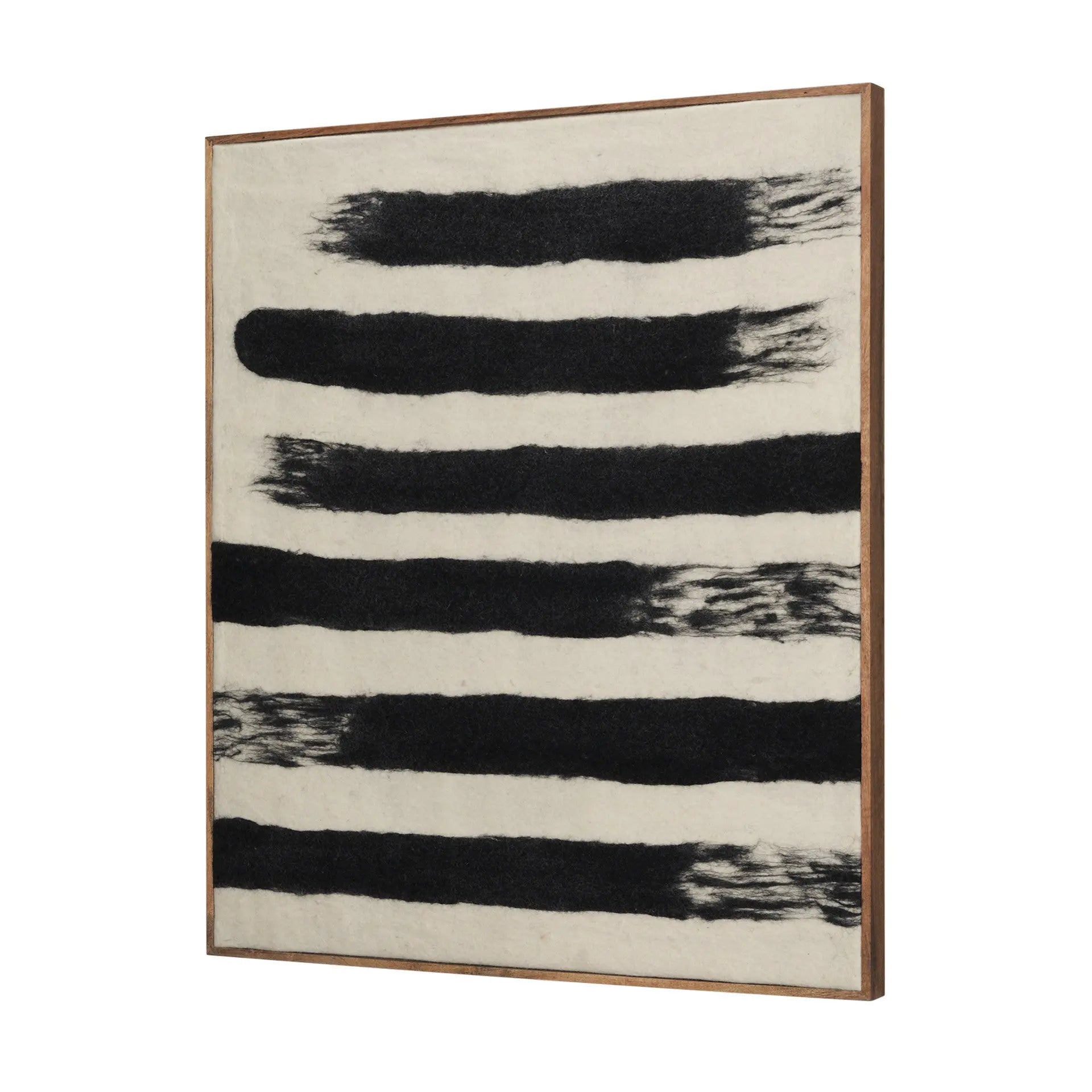 Rollins Large Cream w And Black Stripes Wool Framed Art Brown Framed Wall Art Homeroots Home Decor
