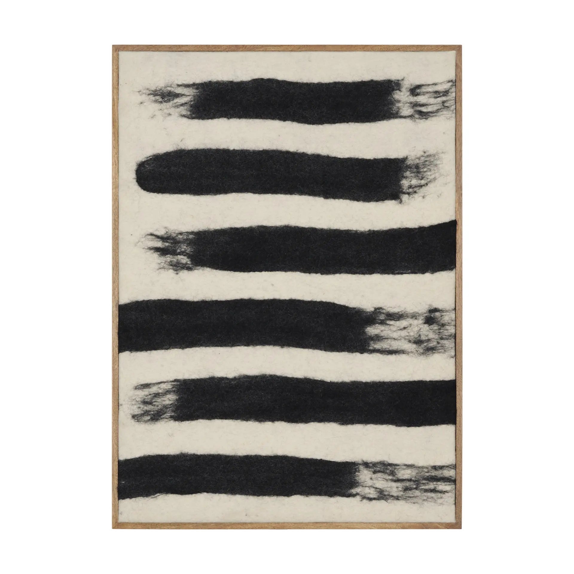 Rollins Small Cream w And Black Stripes Wool Framed Art Brown Framed Wall Art Homeroots Home Decor