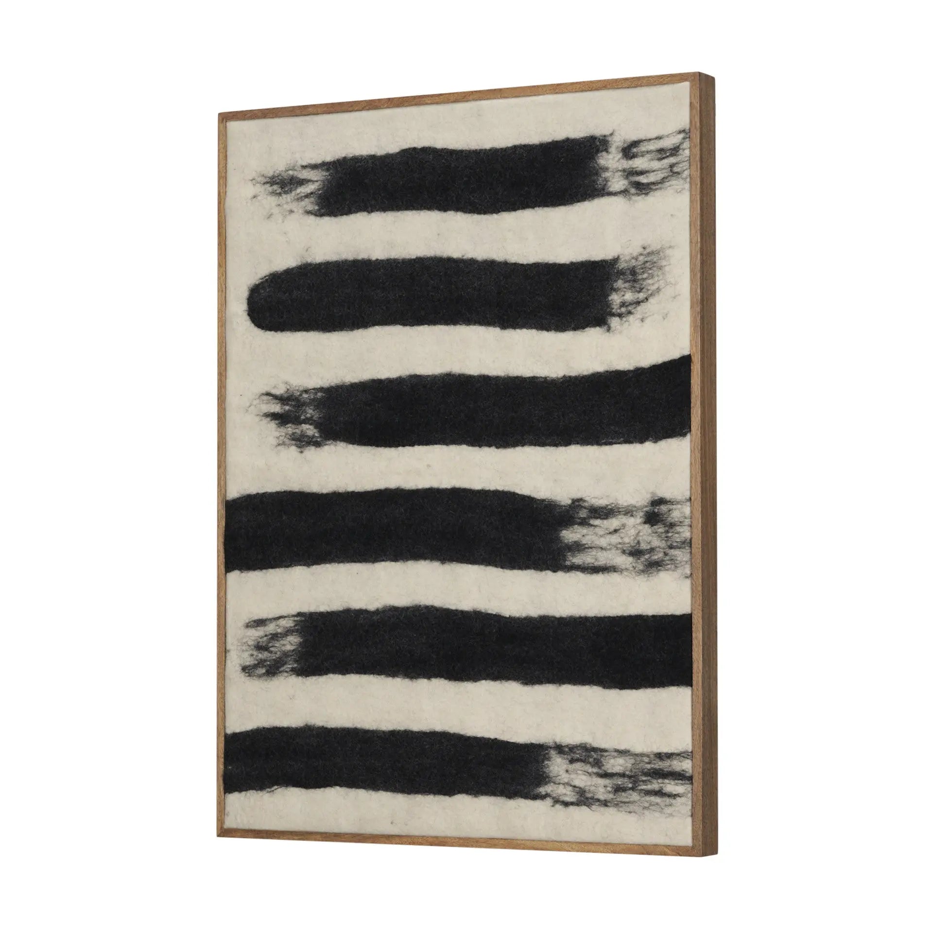 Rollins Small Cream w And Black Stripes Wool Framed Art Brown Framed Wall Art Homeroots Home Decor