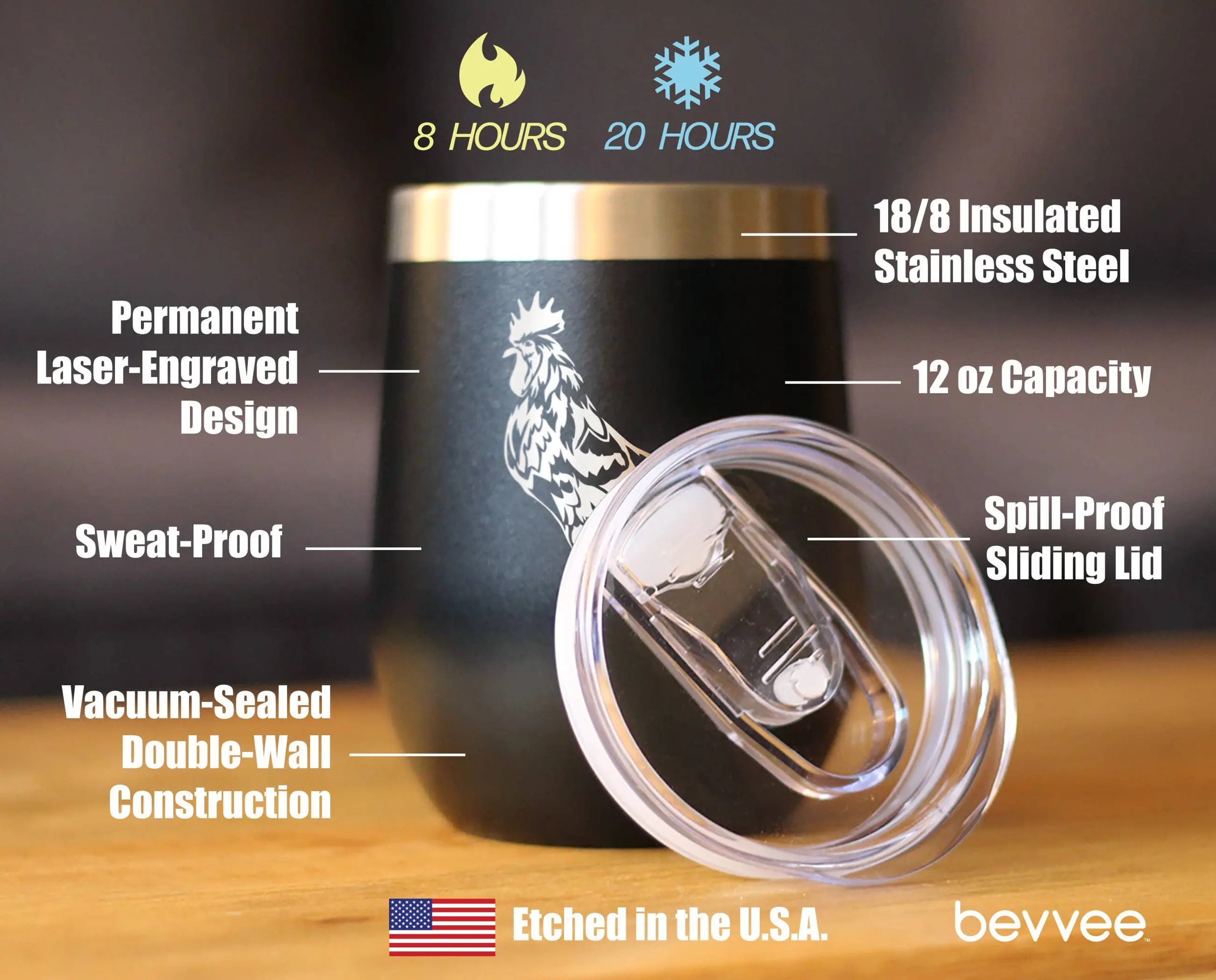 Rooster Insulated Wine Tumbler - Farmhouse Gifts and Decor Bevvee