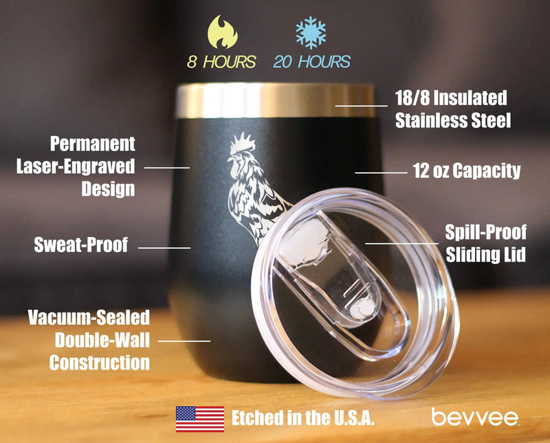 Rooster Insulated Wine Tumbler - Farmhouse Gifts and Decor Bevvee