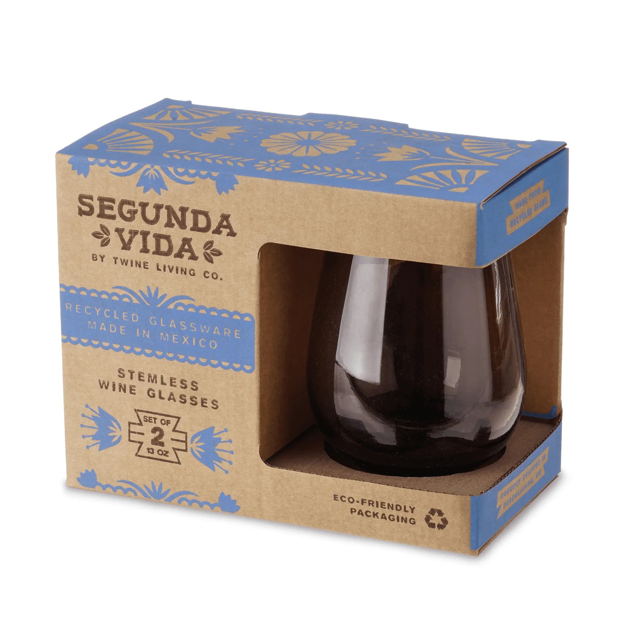 Rosado Recycled Stemless Wine Glass Set by Twine Living Twine