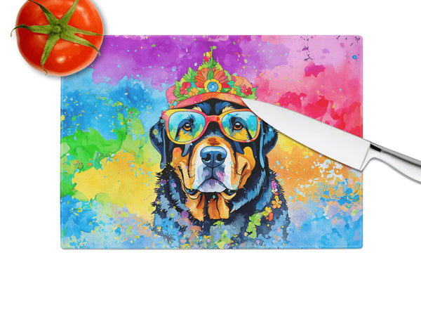 Rottweiler Hippie Dawg Glass Cutting Board Caroline's Treasures
