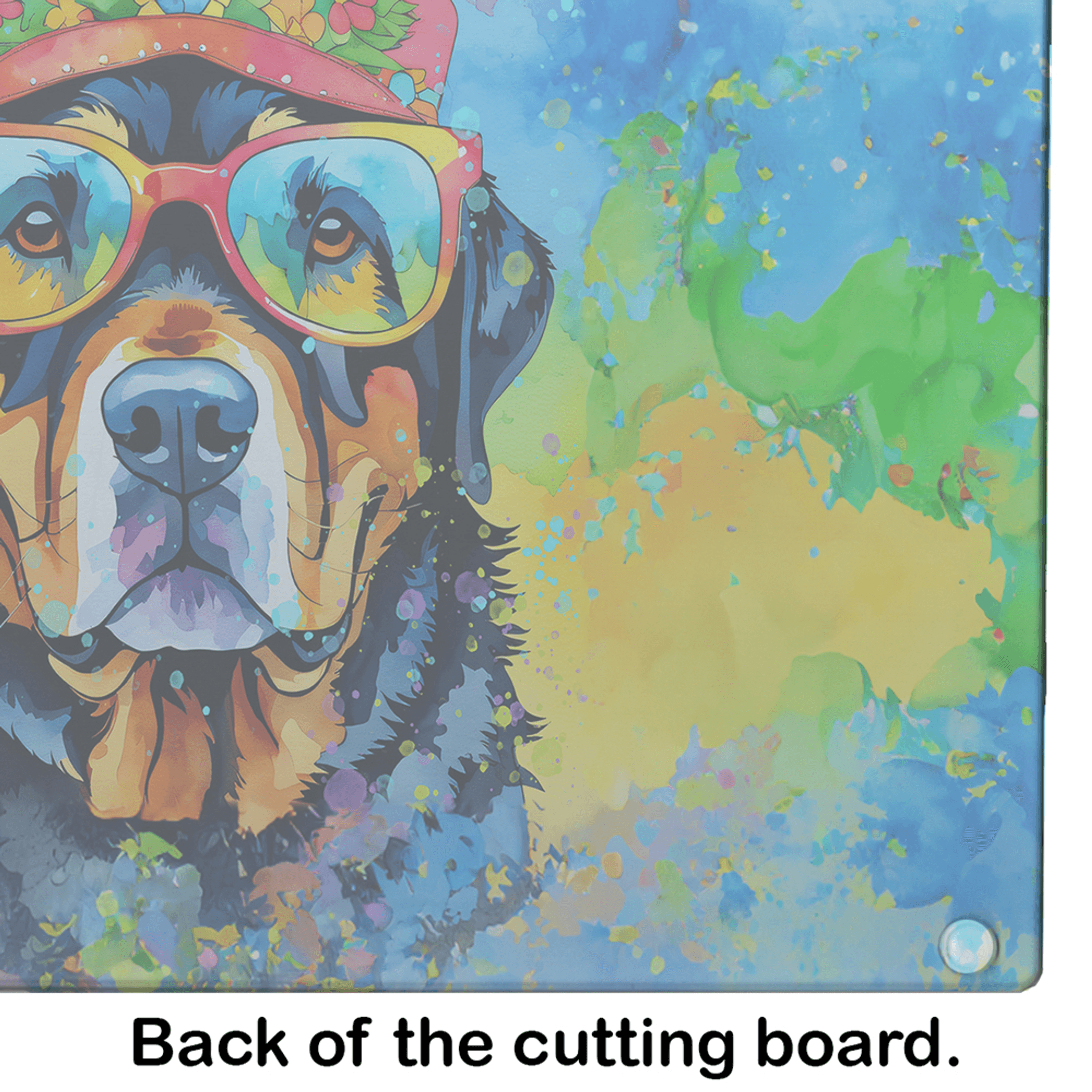 Rottweiler Hippie Dawg Glass Cutting Board Caroline's Treasures