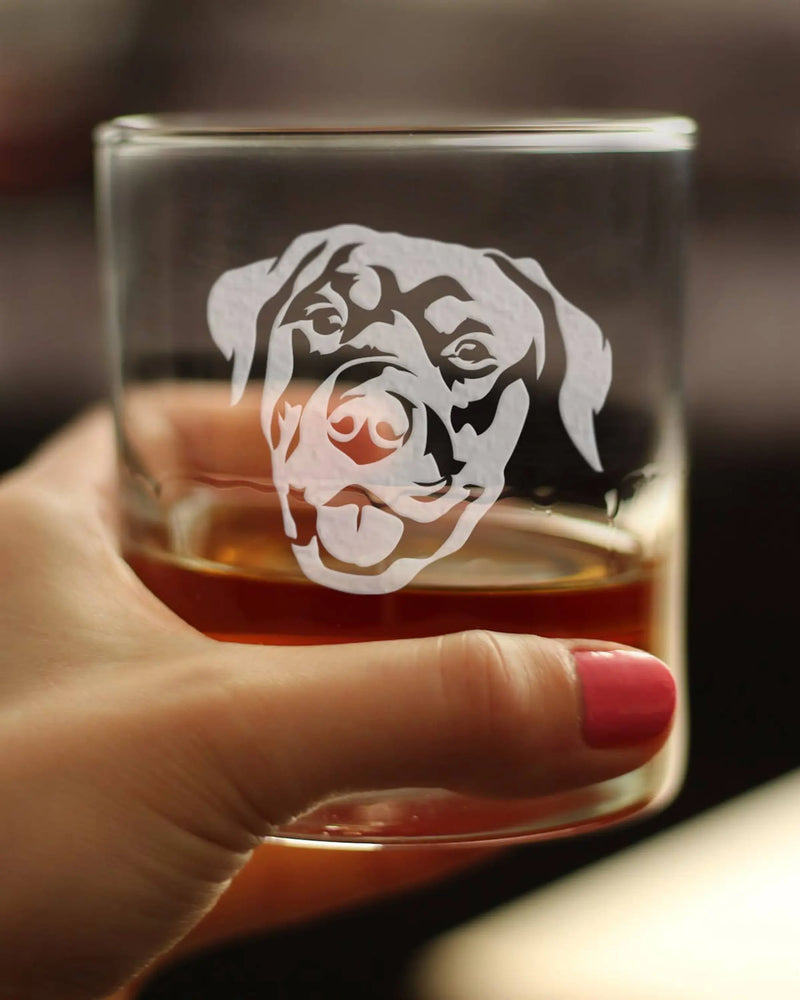 Rottweiler Whiskey Rocks Glass - Dog Gifts Bevvee