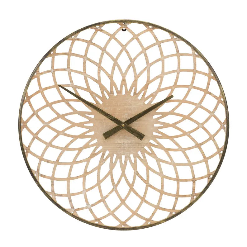 Round Lattice Wood Wall Clock Melrose International