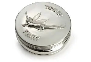 Round Tooth Fairy Box Pewter Corbell Silver