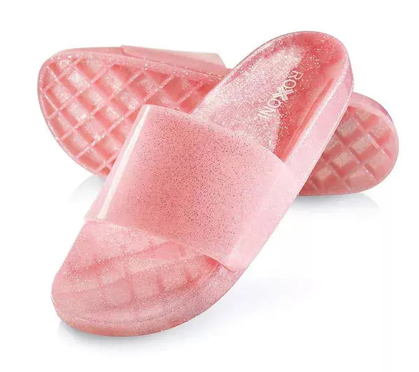 Roxoni Women's Summer Flip Flop Open Toe Jelly Glitter Slide Sandal Slippers Roxoni