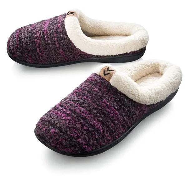 Roxoni Womens Knitted Fleece Lined Clog Slippers Warm House Shoe Roxoni