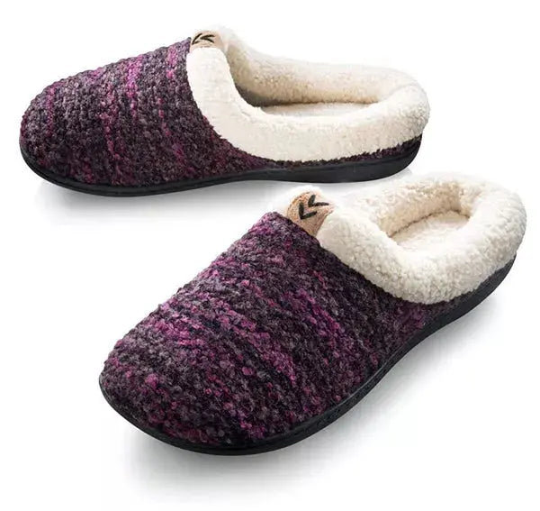 Roxoni Womens Knitted Fleece Lined Clog Slippers Warm House Shoe Roxoni