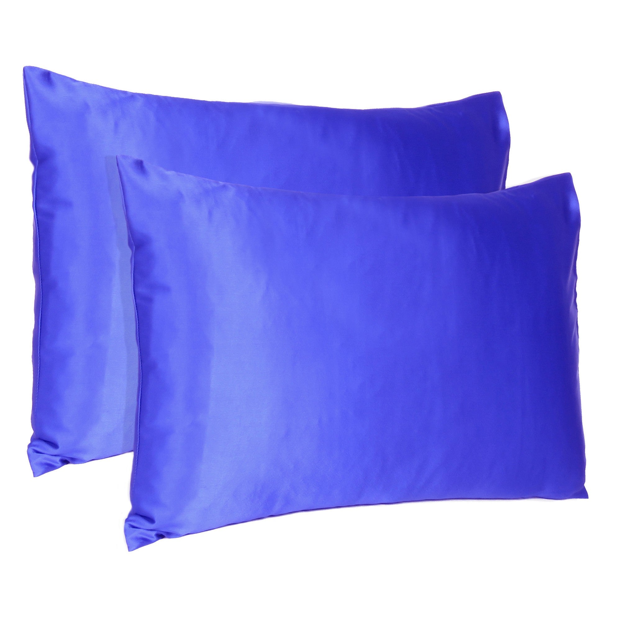 Royal Blue Dreamy Set Of 2 Silky Satin Standard Pillowcases Homeroots Bed & Bath