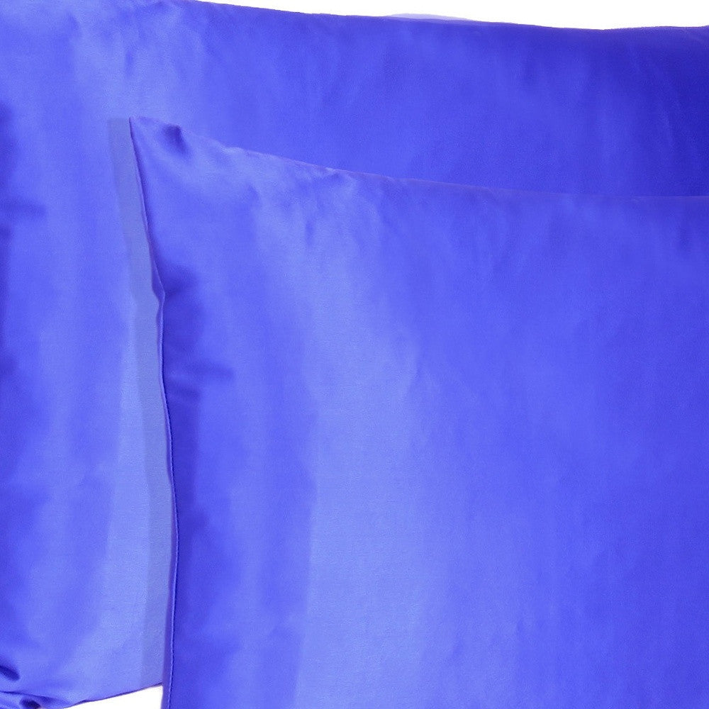 Royal Blue Dreamy Set Of 2 Silky Satin Standard Pillowcases Homeroots Bed & Bath