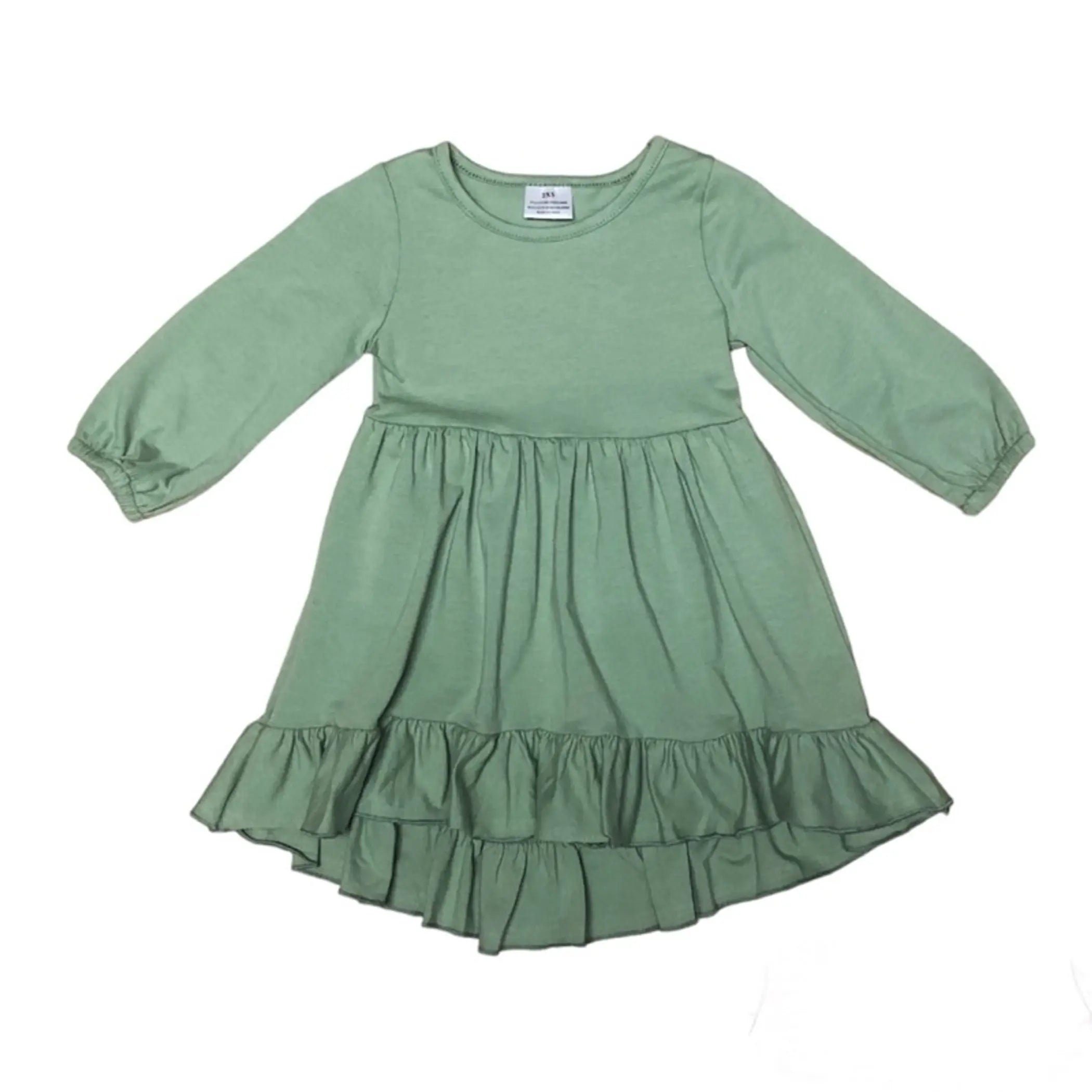 Ruffle Dress (Olive Green) Melina & Me