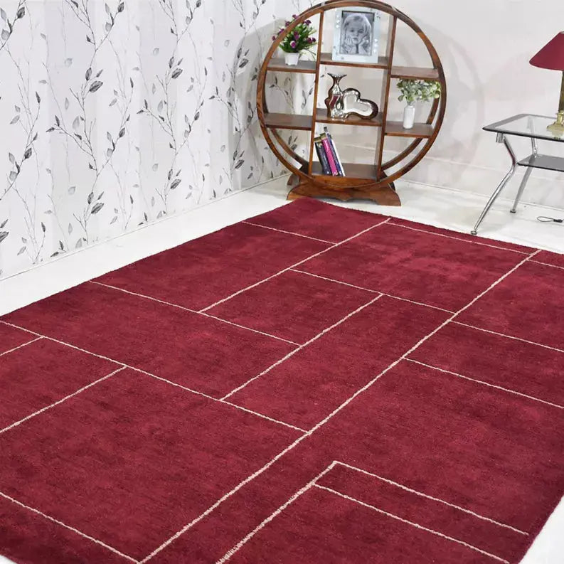 Rugsotic Carpets Hand Knotted Loom Silk Mix Area Rug Geometric Get My Rugs LLC