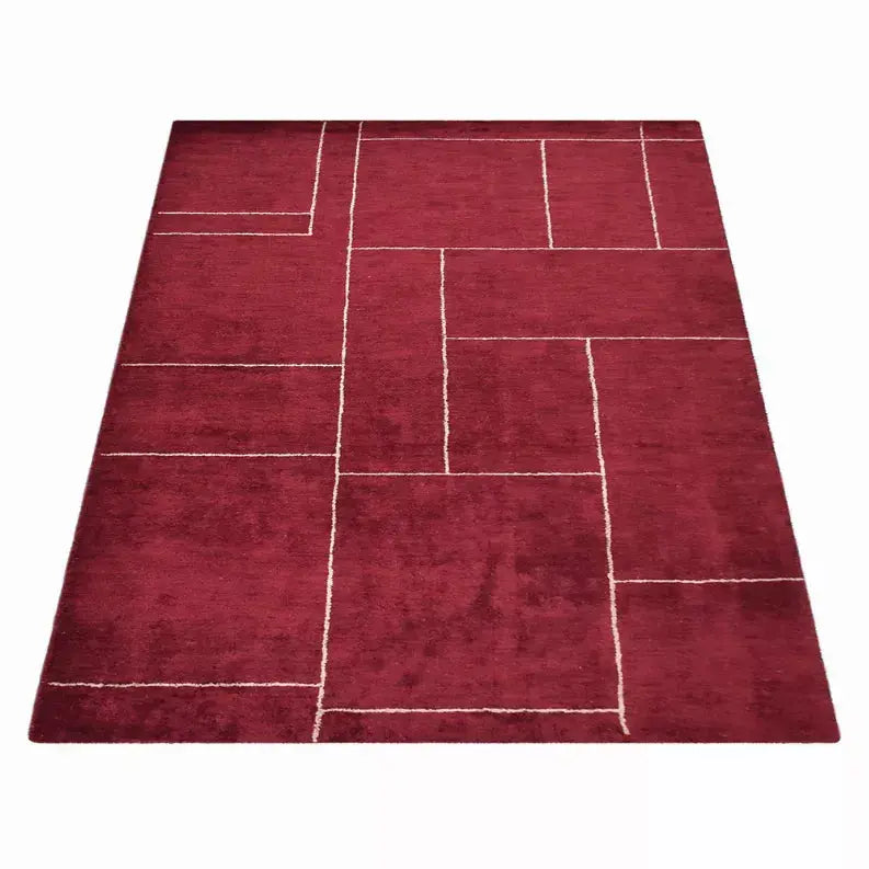 Rugsotic Carpets Hand Knotted Loom Silk Mix Area Rug Geometric Get My Rugs LLC