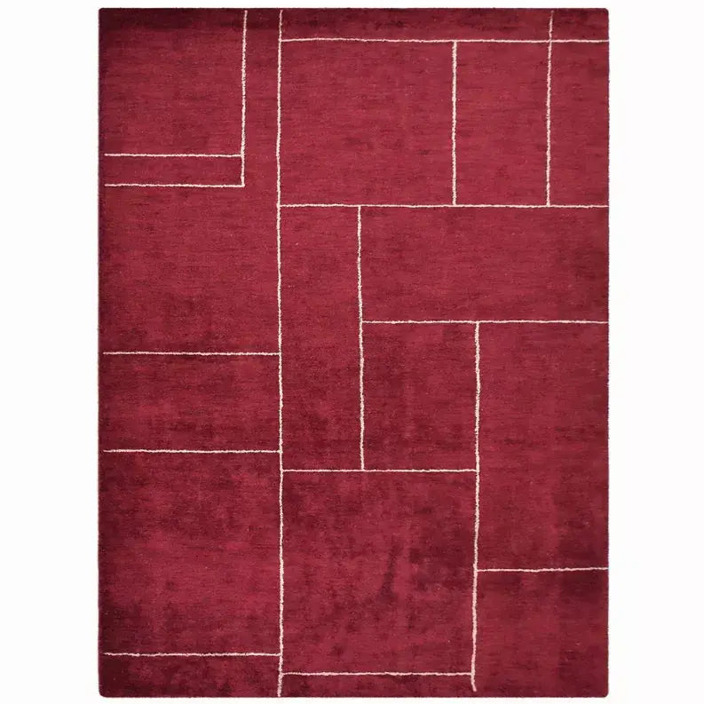 Rugsotic Carpets Hand Knotted Loom Silk Mix Area Rug Geometric Get My Rugs LLC