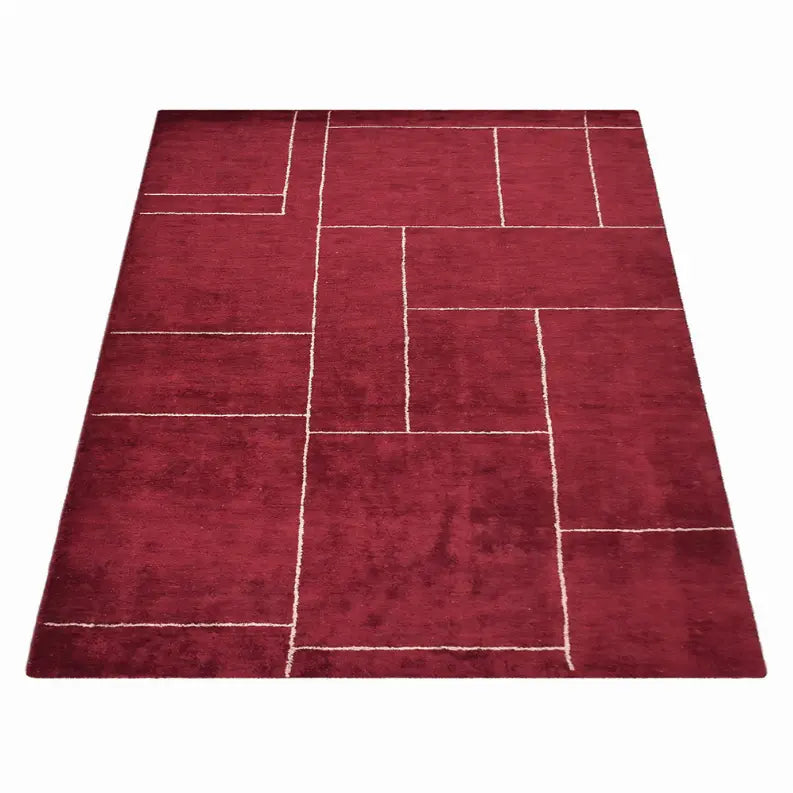 Rugsotic Carpets Hand Knotted Loom Silk Mix Area Rug Geometric Get My Rugs LLC