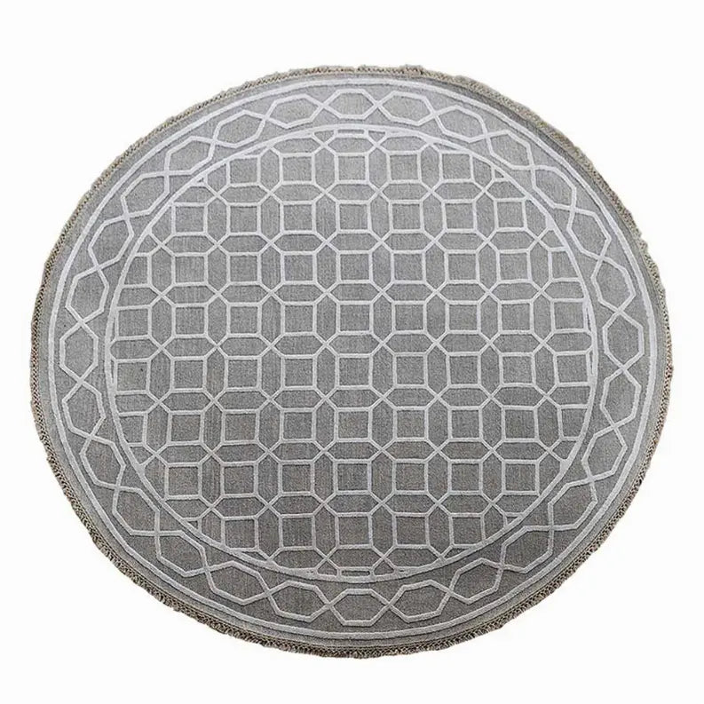 Rugsotic Carpets Hand Knotted Sumak Silk And Wool Round Area Rug Geometric Get My Rugs LLC