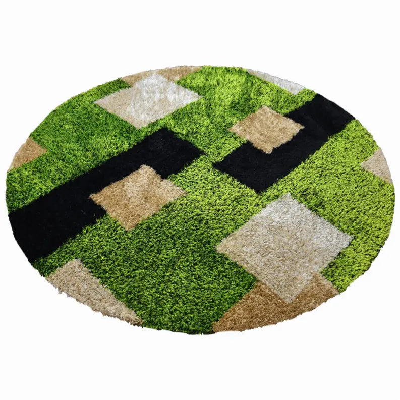 Rugsotic Carpets Hand Tufted Shag Polyester Round Area Rug Geometric Get My Rugs LLC