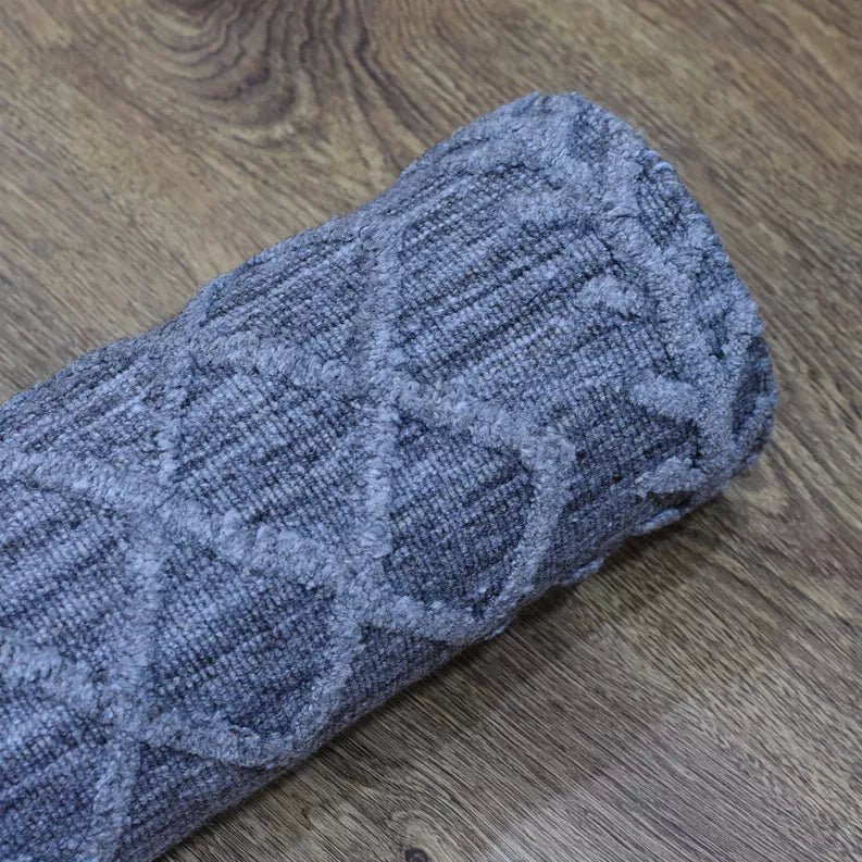 Rugsotic Carpets Hand Woven Overtufted Kilim Polypropylene 5'x8' Area Rug Geometric Dark Gray Get My Rugs LLC