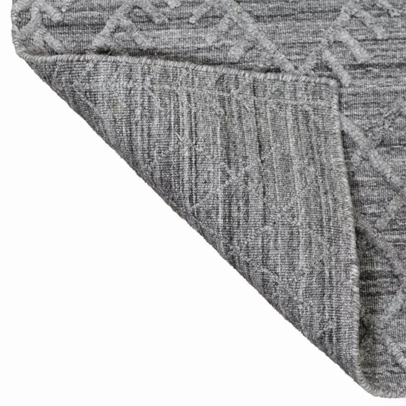 Rugsotic Carpets Hand Woven Overtufted Kilim Polypropylene 5'x8' Area Rug Geometric Dark Gray Get My Rugs LLC