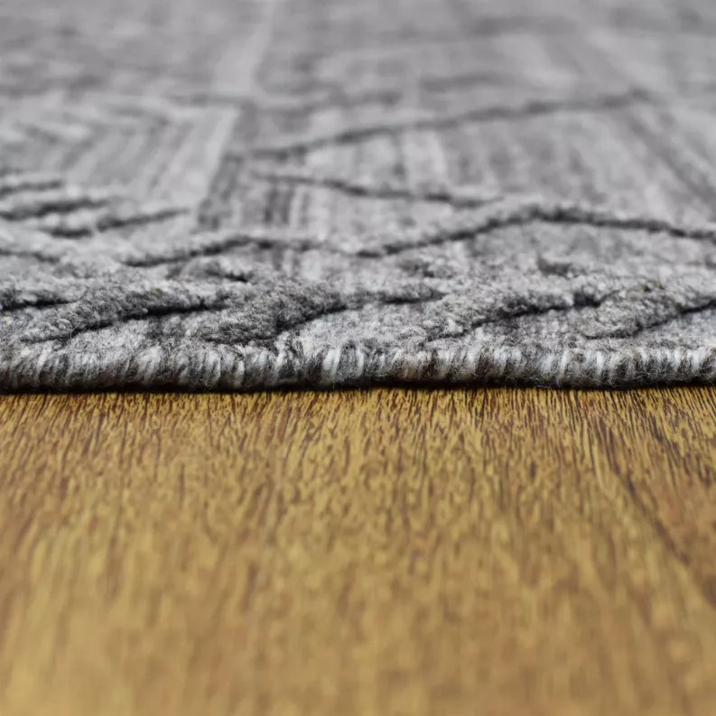 Rugsotic Carpets Hand Woven Overtufted Kilim Polypropylene 5'x8' Area Rug Geometric Dark Gray Get My Rugs LLC