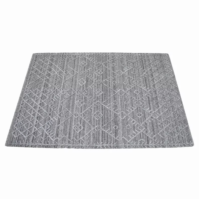Rugsotic Carpets Hand Woven Overtufted Kilim Polypropylene 5'x8' Area Rug Geometric Dark Gray Get My Rugs LLC