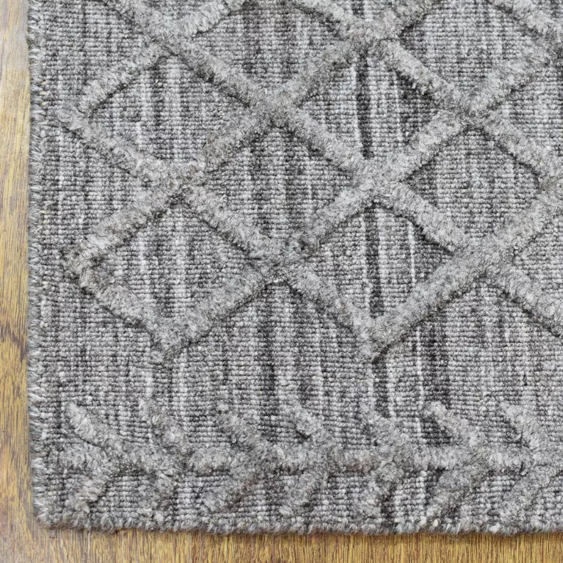 Rugsotic Carpets Hand Woven Overtufted Kilim Polypropylene 5'x8' Area Rug Geometric Dark Gray Get My Rugs LLC