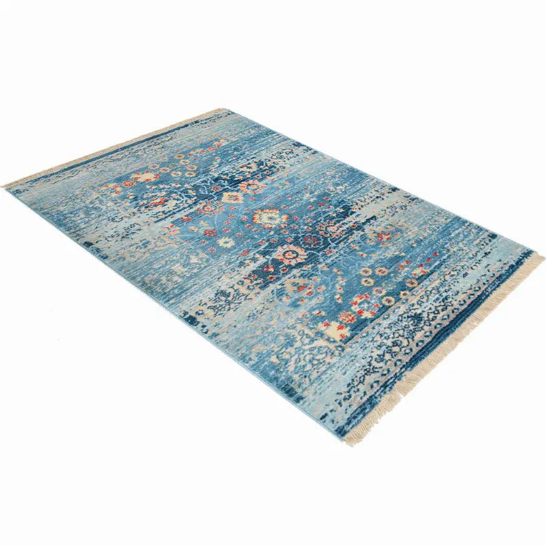 Rugsotic Carpets Machine Woven Crossweave Polyester Blue Area Rug Oriental Get My Rugs LLC