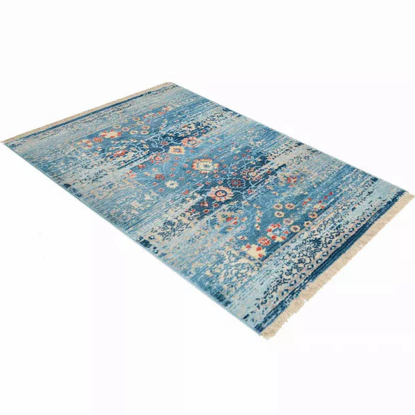 Rugsotic Carpets Machine Woven Crossweave Polyester Blue Area Rug Oriental Get My Rugs LLC