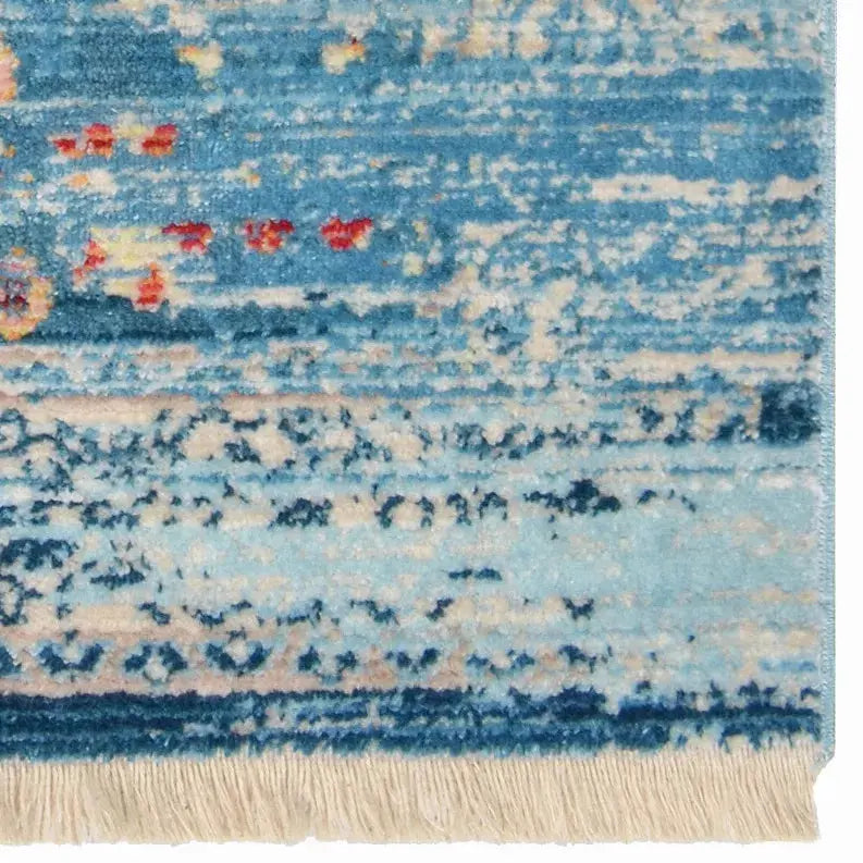 Rugsotic Carpets Machine Woven Crossweave Polyester Blue Area Rug Oriental Get My Rugs LLC