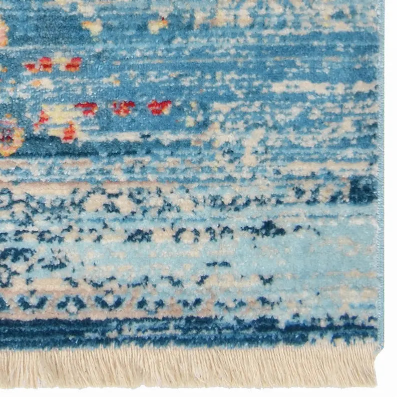 Rugsotic Carpets Machine Woven Crossweave Polyester Blue Area Rug Oriental Get My Rugs LLC