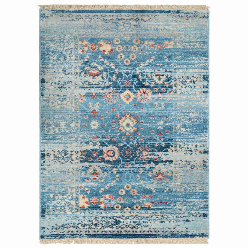 Rugsotic Carpets Machine Woven Crossweave Polyester Blue Area Rug Oriental Get My Rugs LLC