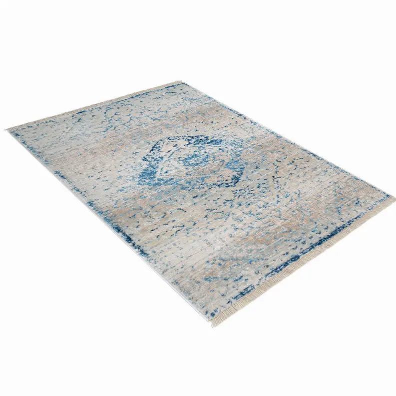 Rugsotic Carpets Machine Woven Crossweave Polyester Blue Area Rug Oriental Get My Rugs LLC