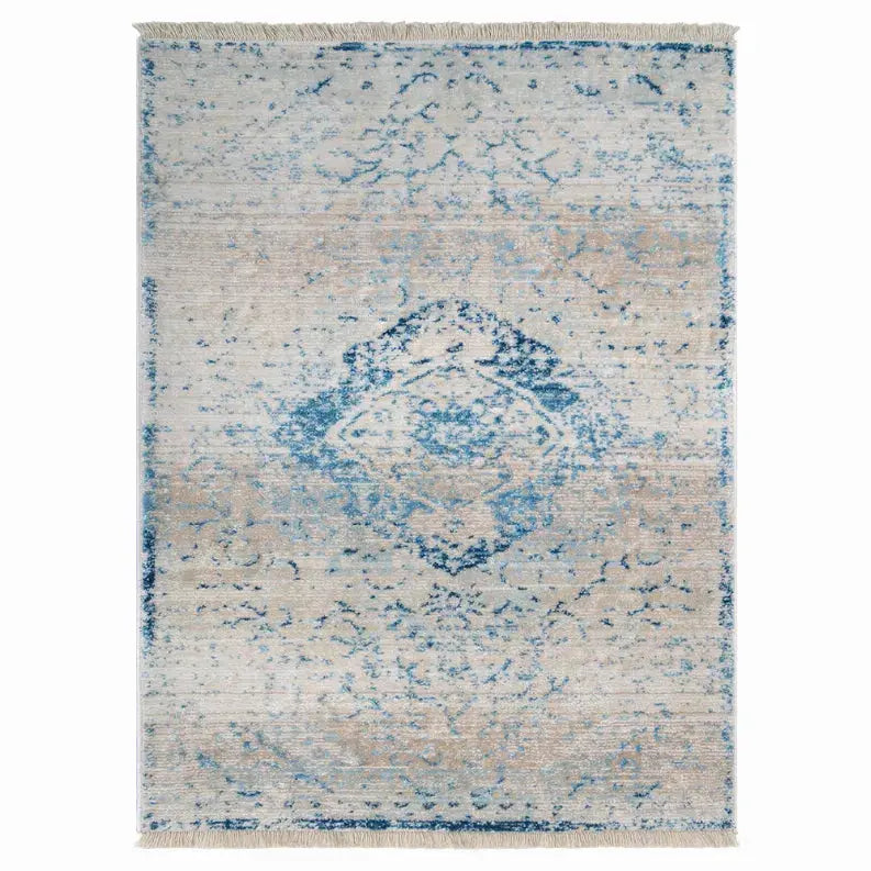 Rugsotic Carpets Machine Woven Crossweave Polyester Blue Area Rug Oriental Get My Rugs LLC