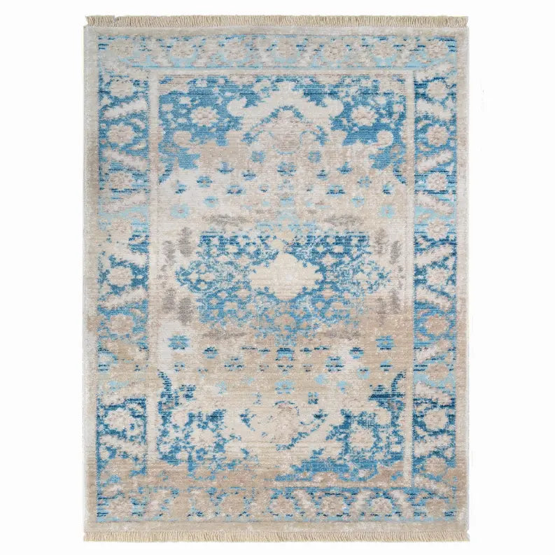 Rugsotic Carpets Machine Woven Crossweave Polyester Blue Area Rug Oriental Get My Rugs LLC