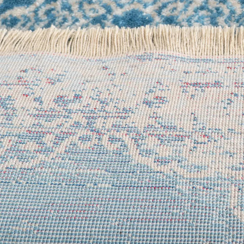 Rugsotic Carpets Machine Woven Crossweave Polyester Blue Area Rug Oriental Get My Rugs LLC