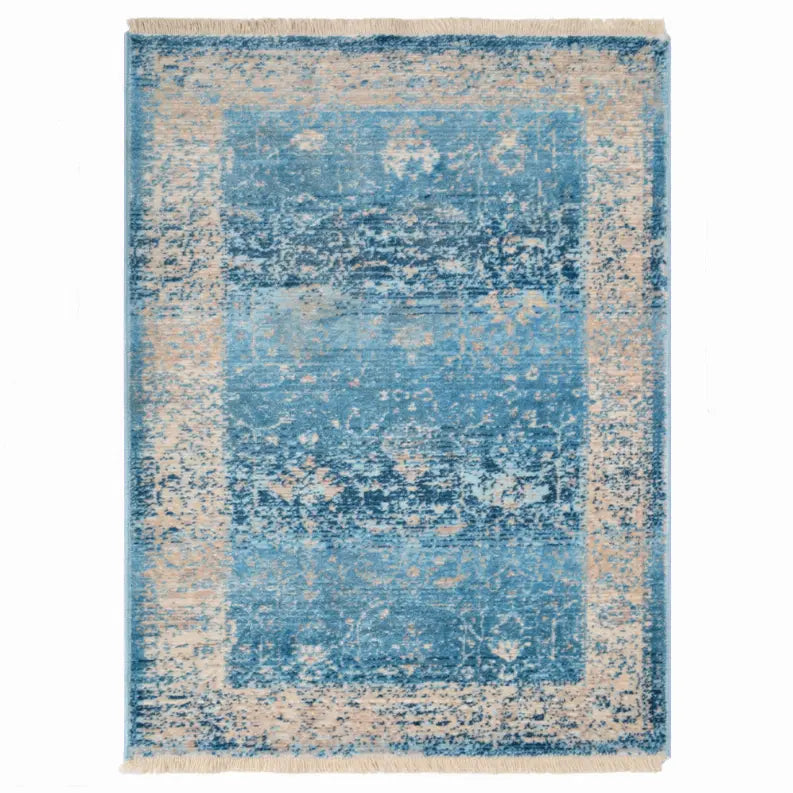 Rugsotic Carpets Machine Woven Crossweave Polyester Blue Area Rug Oriental Get My Rugs LLC